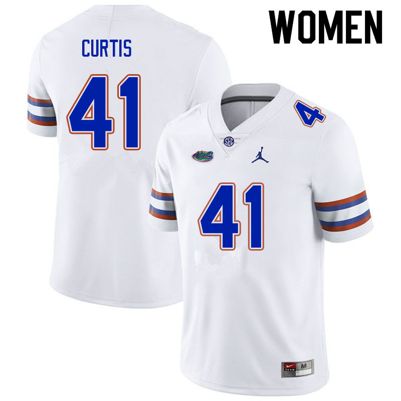 Women #41 Justin Curtis Florida Gators College Football Jerseys Sale-White